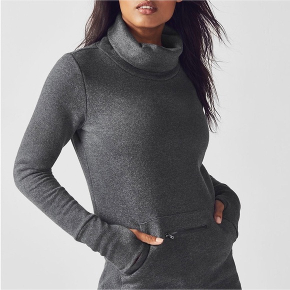 Fabletics Zaylee Funnel Neck Pullover Sweatshirt - Heather Gray - Large - Picture 2 of 10